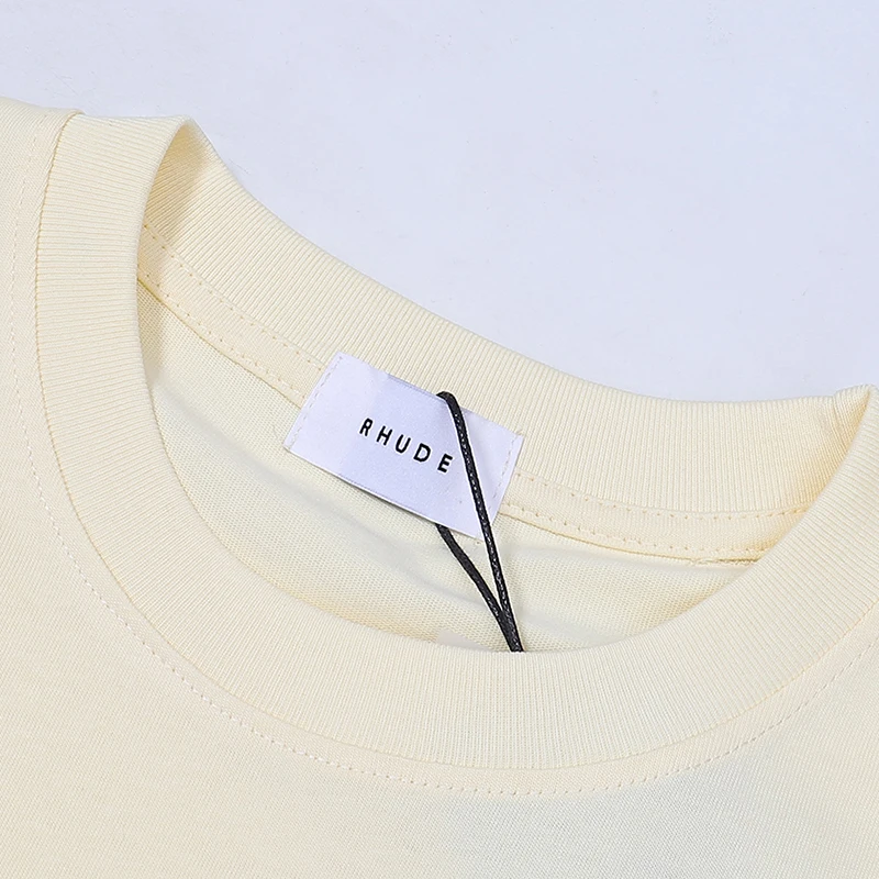 Summer RHUDE Short Sleeved Retro Island Scenery Printed T-shirt, Summer Loose and Casual RHUDE Men's Clothing