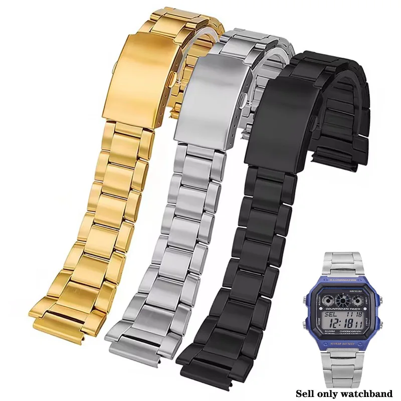 Metal Bracelet For Casio AE1200 Ae1300 A158 A-159 A169 A168 F91 small square stainless steel watchband AE-1200 watch Strap New