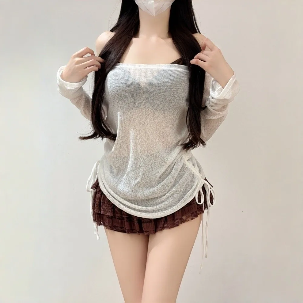 3pcs Stylish 3in1 Bikini Sets for Women with cover smock Lace Skirt Separate Swimsuit Sweet Sexy Swim Skirt Swimming Activities