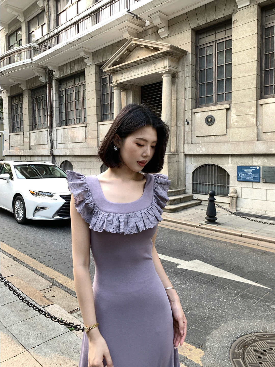 

Sweet And Spicy Knitted Dress with Pleated Hemline Elegant Waist-Cinching Vest Long Dress for Women Summer Collection