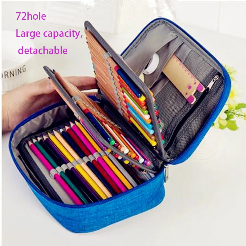 New Large Capacity School Pencil Cases  72 Holes Pen Box Penalty Multifunction Storage Bag Case Pouch Stationery Kit