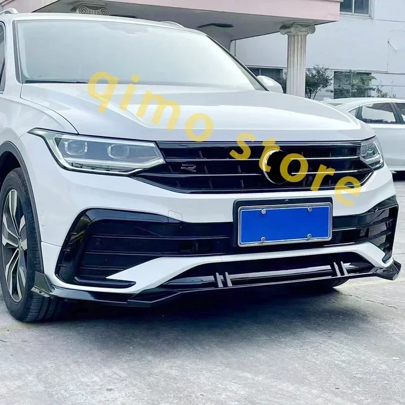 New！ For vw's Tiguan 2020 2021 2022 front spoiler body kit rs Bright black sports spoiler Rline Bumper accessories