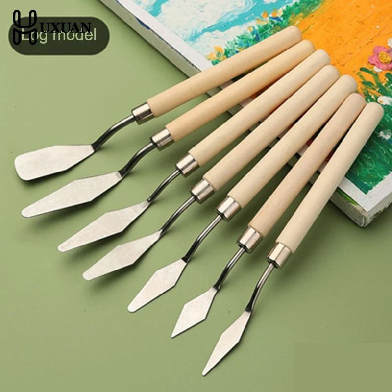 

7Pcs/Set Stainless Steel Oil Painting Knives Artist Crafts Spatula Palette Knife Oil Painting Mixing Knife Scraper Art Tools
