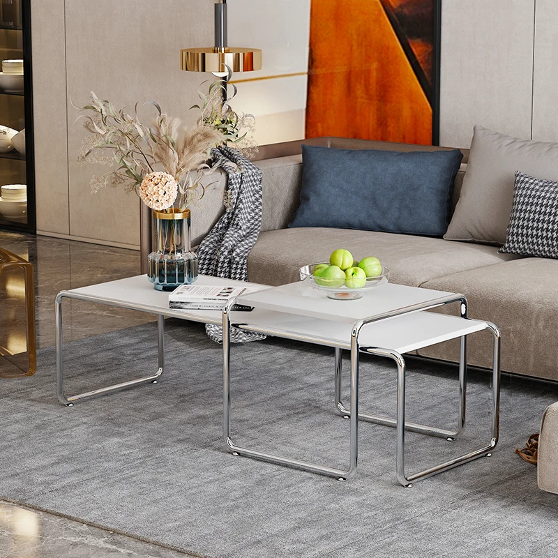 Stainless steel coffee table, living room, small-sized household, simple Nordic style living room, light luxury rectangular