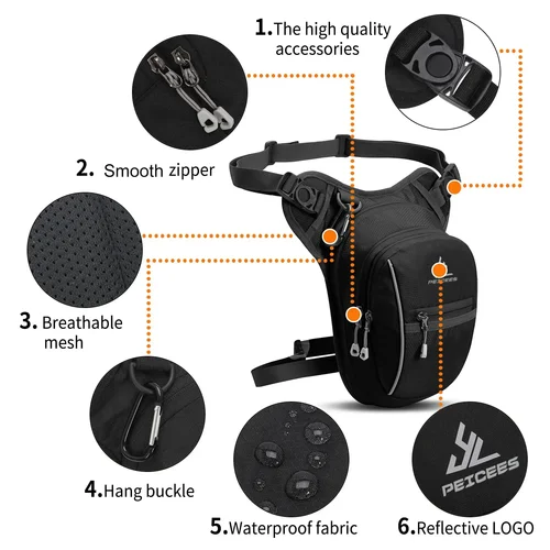 Imagen 2 del producto Bolsa de cintura caída para motocicleta, cinturón para muslo, cadera, impermeable, táctica, de viaje, para teléfono móvil, riñonera