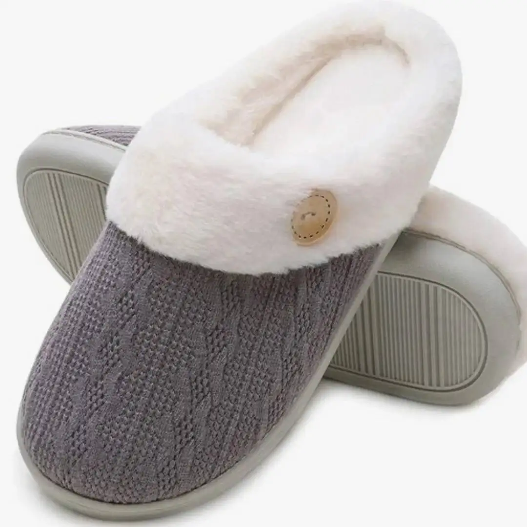 

Man Women Home Slippers Winter Euro Size Knitted Slippers Indoor Household Cotton Postpartum Shoes Memory Foam Slippers