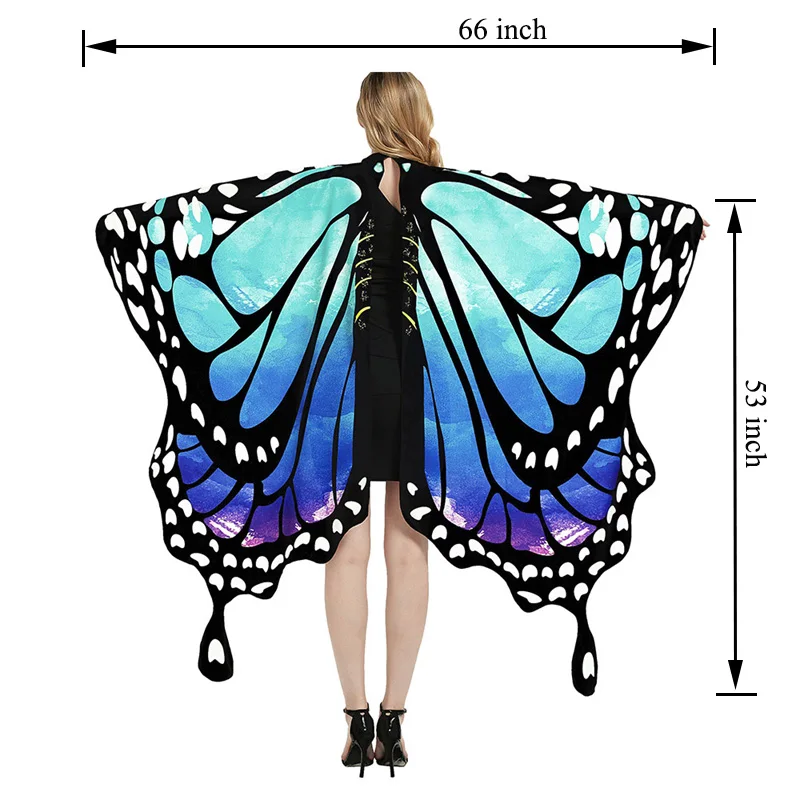 Women Butterfly Wings Shawl For Adult Colorful Halloween Costume Wing Cape Cloak Party Favors Props Fairy Ladies Dance Dress-Up