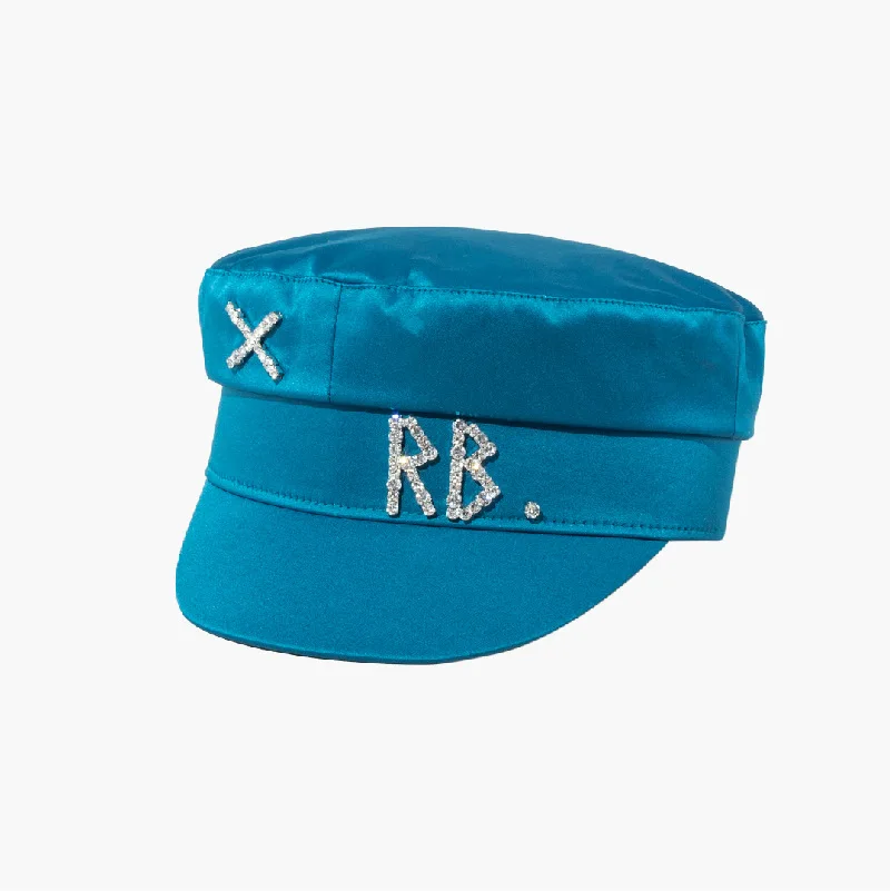 Gorra de vendedor de periódicos con letras de diamantes para mujer, gorro de panadero adornado con cristal, S-XL para diferentes tamaños de cabeza,