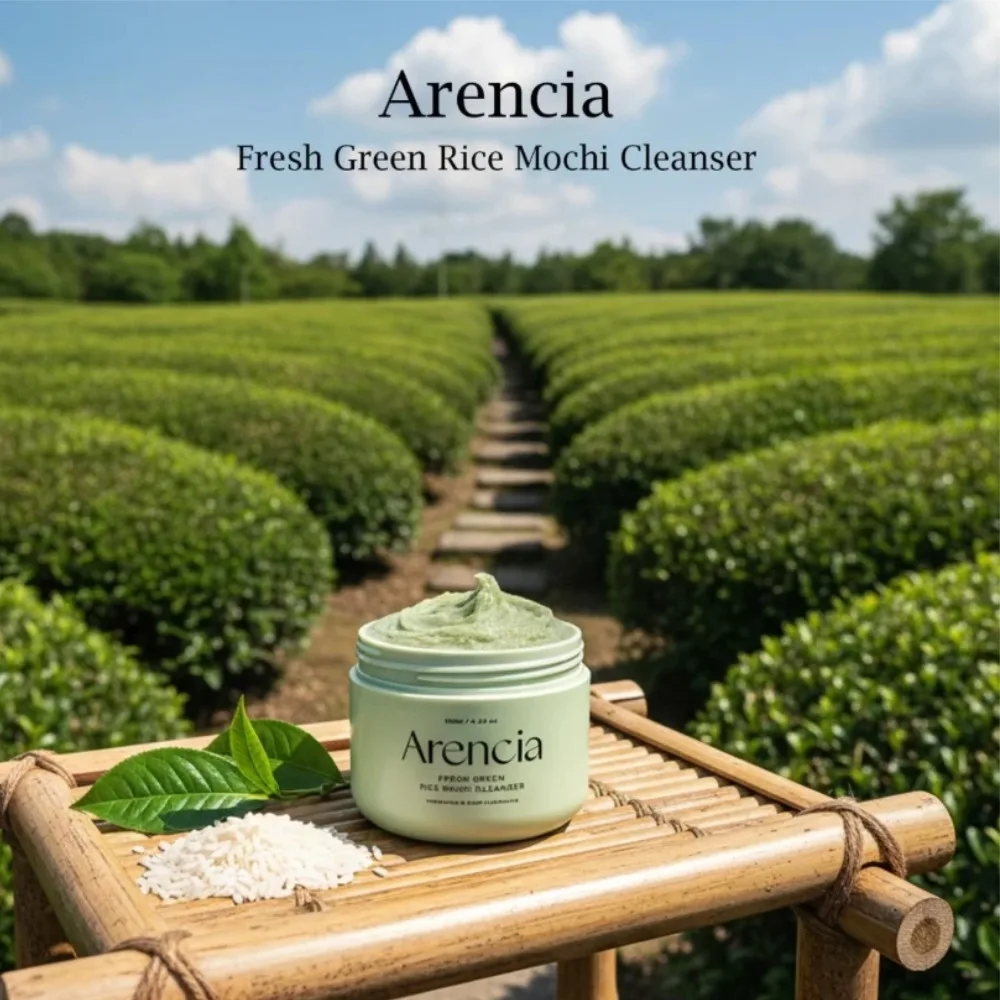 Limpiador Facial Arencia Rice Mochi con Hidrostato de Agua de Arroz, Té Verde, Rosa Mosqueta y Hidrostato de Agua de Hiaspóso Azul Fresco, Limpieza Suave, Hidratante, No Reseca la Piel, para Piel Blanca