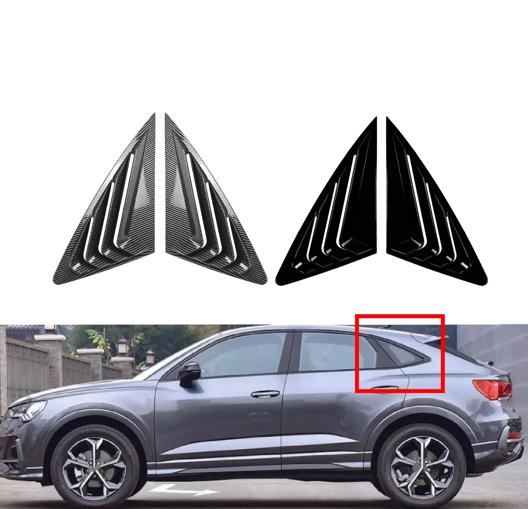 

Car Rear Triangle Window Shade Spoiler Body kits For Audi Q3 F3 Sportback 2019 2020 2021 2022 2023 2024 ABS Body Kit Tuning