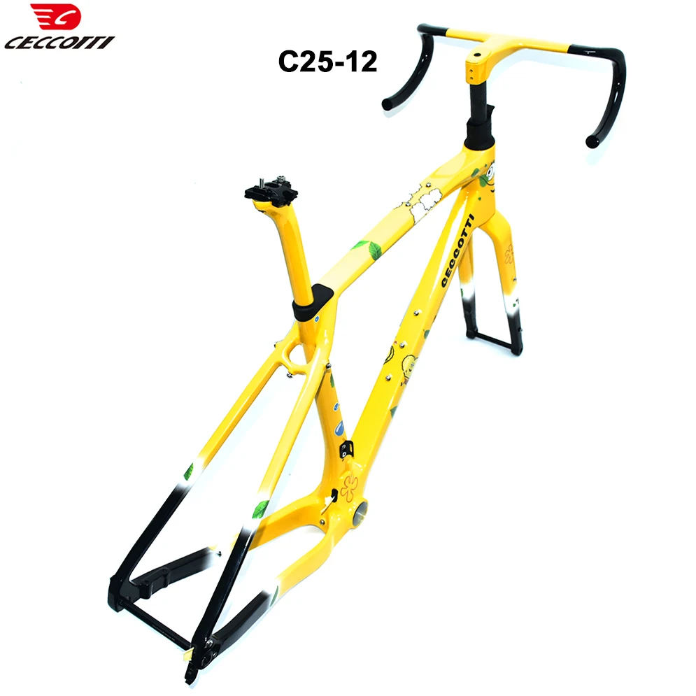 CECCOTTI Relief decal Gravel Frame T1000 Carbon Gravel Fit  700C * 47C and T47 BB Full Hidden Cable Bicycle Frameset Gravel