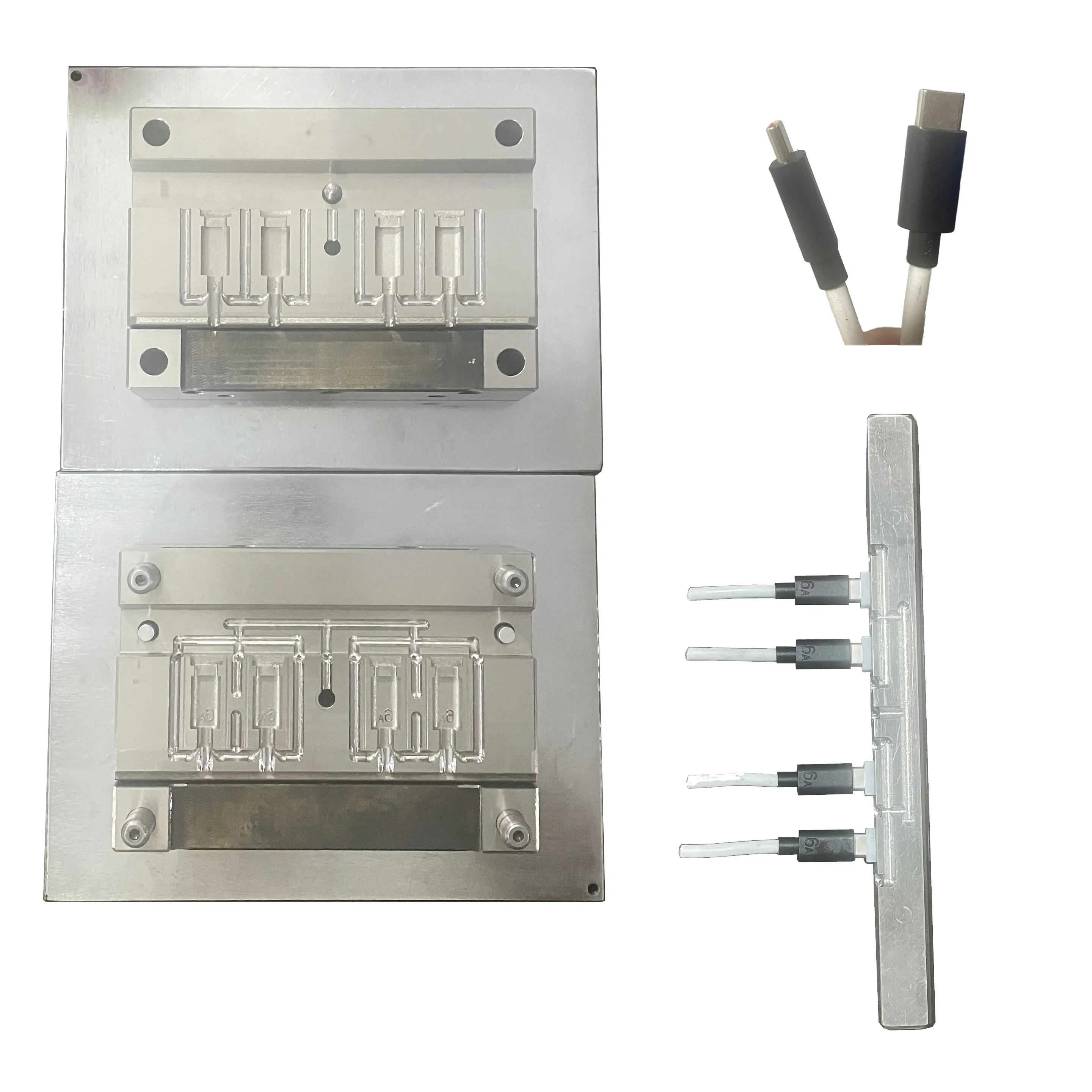 Small Vertical Universal Serial Bus Type C Cable Mould 4 Cavity Universal Serial Bus Molding Plastic Mould M