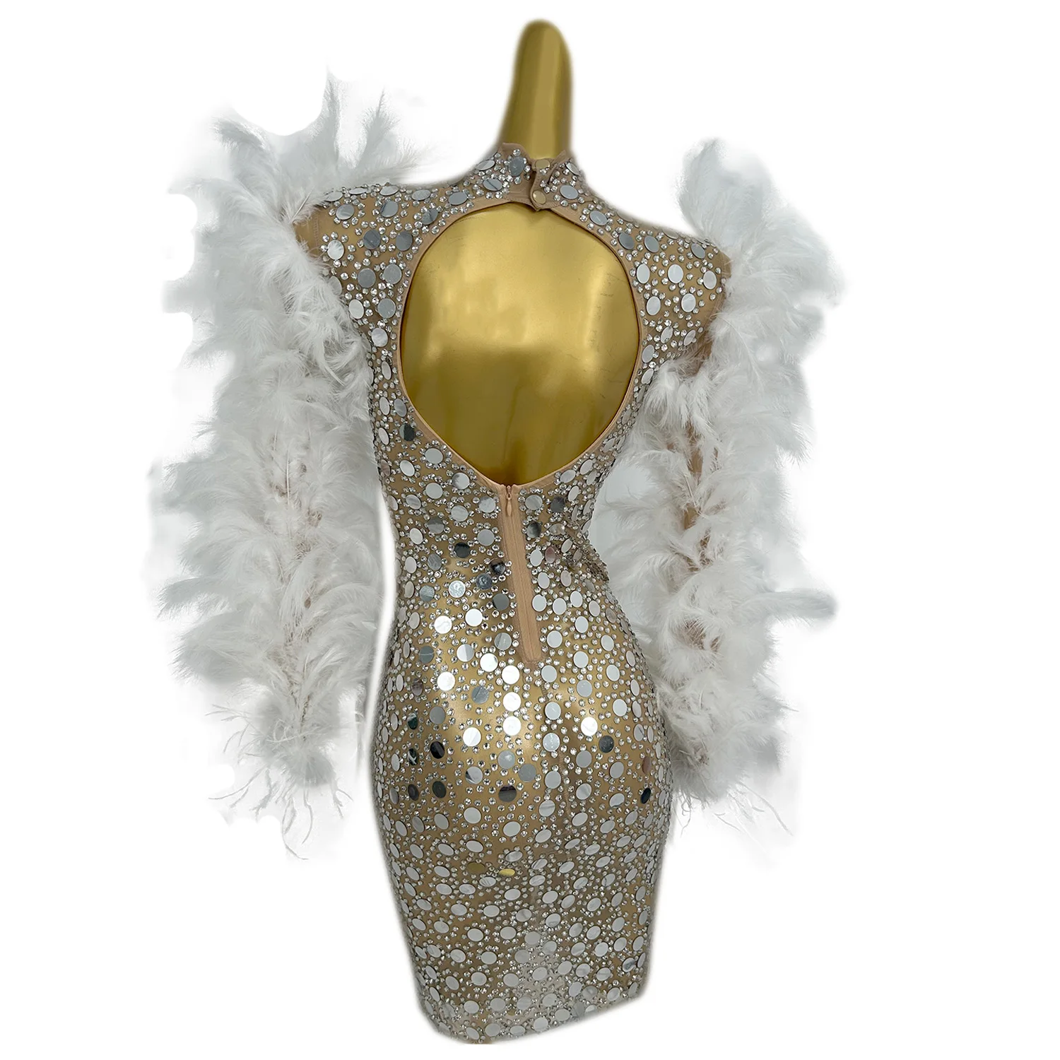 Elegante lantejoulas penas festa de aniversário celebração vestido plus size feminino vestido de noite mostrar boate wear baile de formatura vestido de cocktail