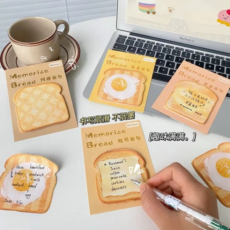 60packs Cute Toast Memo Pads Sticky Notes Post To Do List It Sticky Tabs Notepad Stationery Wholesale Office Planner Accessories