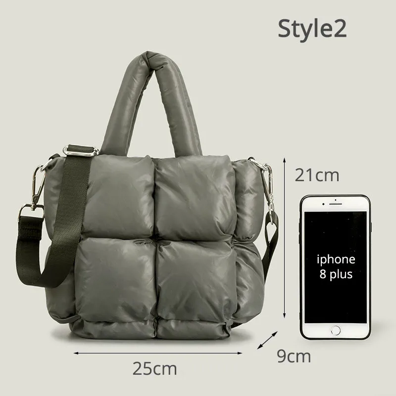 Imagem -05 - Espaço para Baixo Algodão Luxo Designer Bolsa Grande Tote Inverno Novo Macio Acolchoado Bolsas de Ombro para as Mulheres Tendência do Outono Crossbody Bolsa