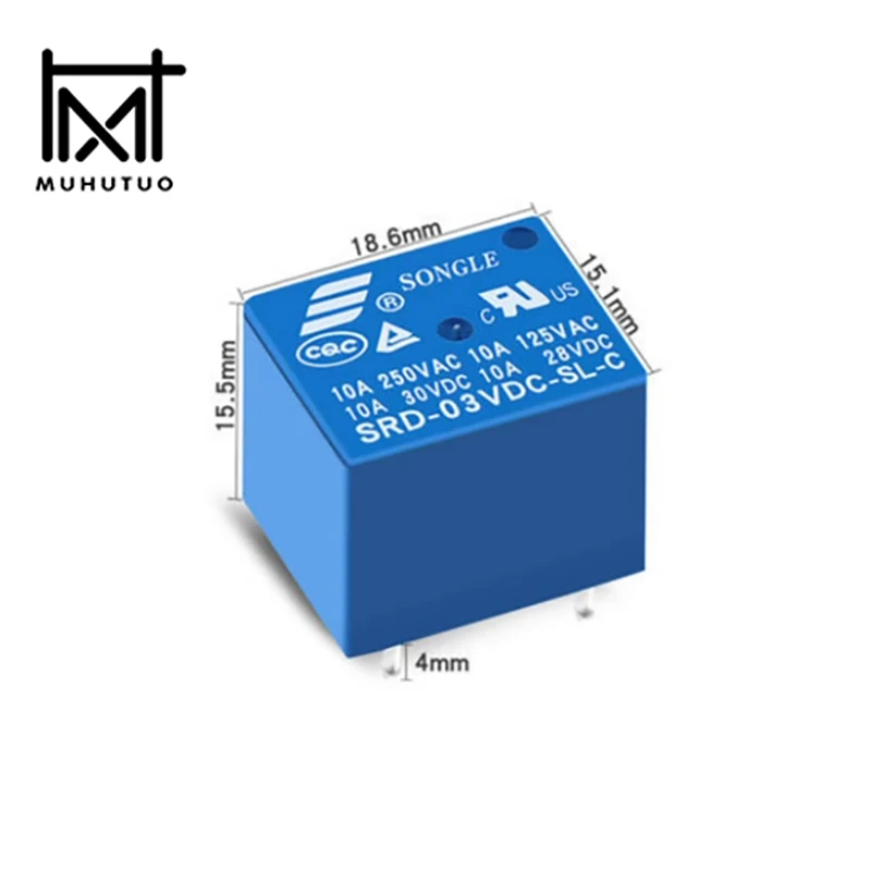 Lote de 5 SRD-03V de relé, 05V, 06V, 09V, 12V, 24VDC-SL-A -SL-C, 48V, 10A, 4 o 5 pines