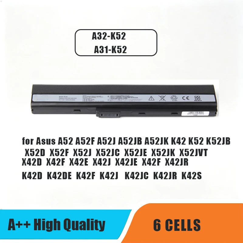WHOLESALE New Laptop Battery for Asus A52 A52F A52J A52JB A52JK K42 K52 K52JB K52JK K52Jr A31-K52  A42-K52