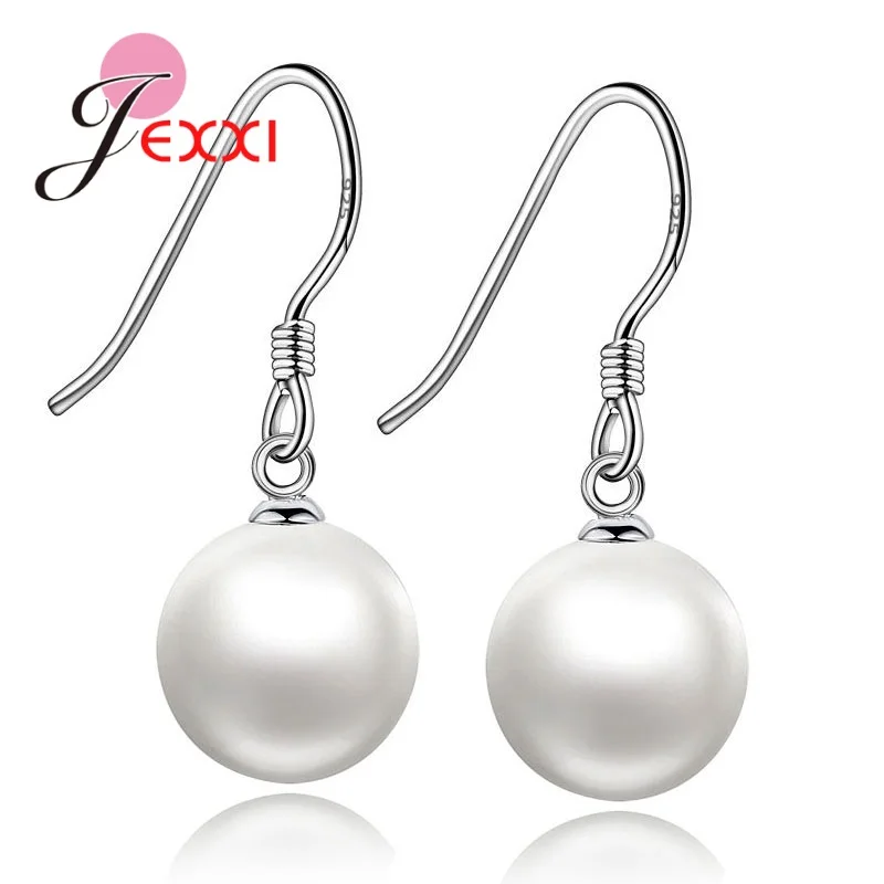 Luxury Simple 925 Silver Color Freshwater Pearl Drop Earrings for Women Girl Birthday Gift Fine Jewelry