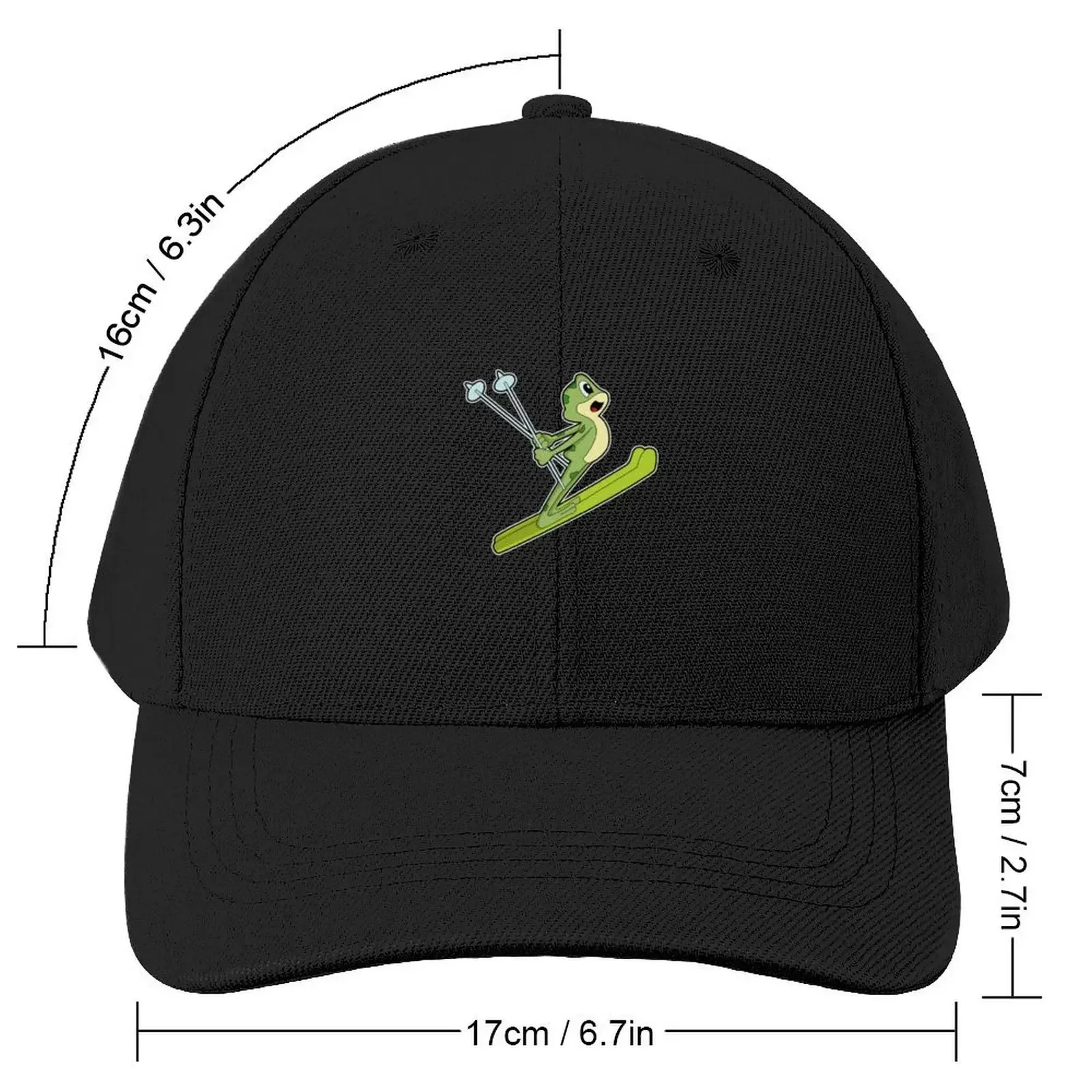 Frog as Ski jumper with Ski Baseball Cap Hat Beach fashionable Women's Hats For The Sun Men's