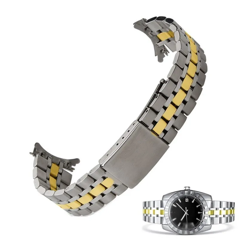 Cinturino per orologio con estremità curva vintage Jubilee in acciaio inossidabile argento oro da 19 mm 20 mm adatto per orologi della serie Tudo