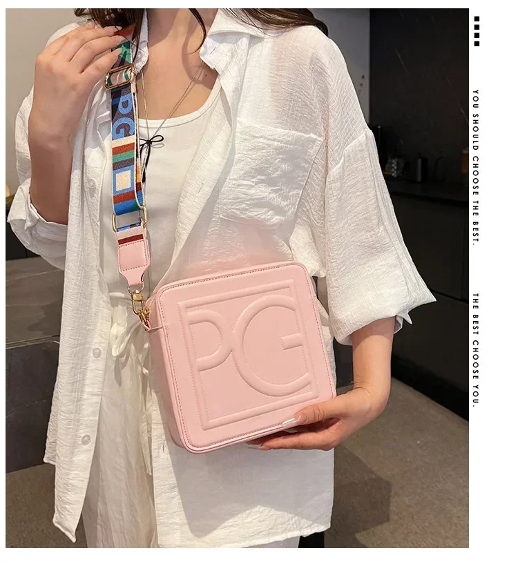 2025 Spring New Solid Square Bag - Street Alphabet Design, Trendy Shoulder/Crossbody