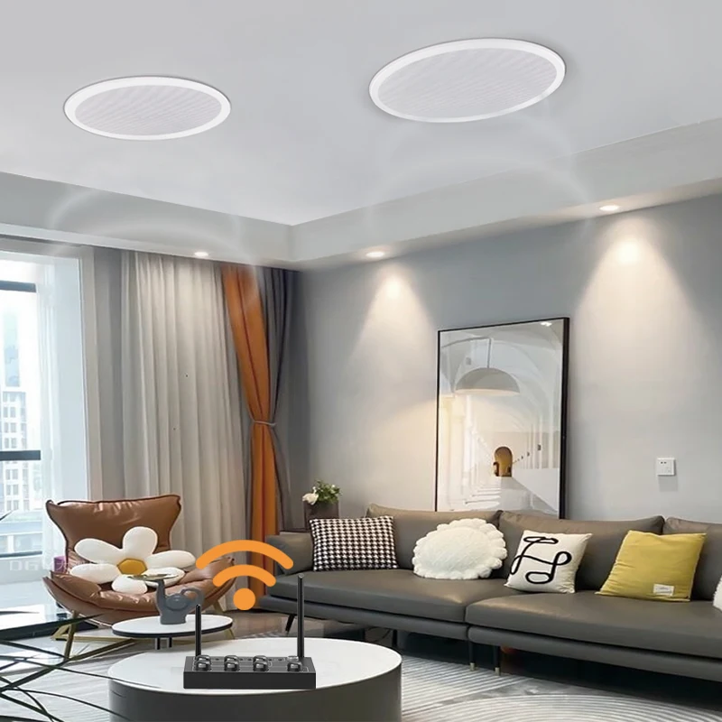 

Wireless Ceiling Audio Speaker Set for Home Living Room Horn Wall Broadcast Shop Restaurant Ceiling