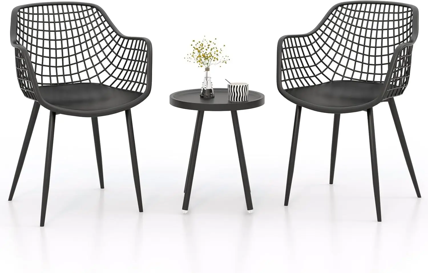 

3 Piece Patio Bistro Set, All Weather Heavy Duty Table and Chairs Set of 2 with Widen Seats, Outdoor