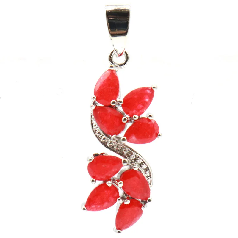 35x12mm Elegant created Color Changing Alexandrite Topaz Zultanite Real Red Ruby White CZ Woman's Gift Silver plated Pendant