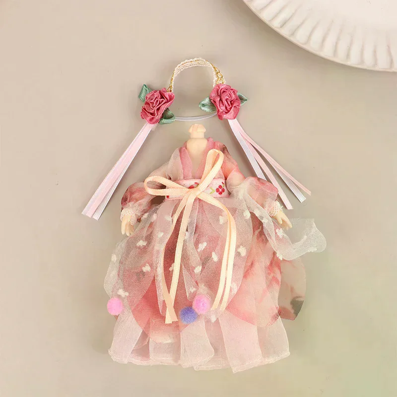 16CM Chinese Style Doll Hanfu Clothing Dress Doll Ancient Costume Gown Dolls Clothes Accessories Dress Up Toys  For Girls