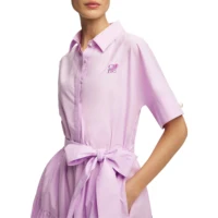 CHCH 2025 Women Dress Summer Office Lady Elegant Long Sleeve Solid Color Shirt Sundress Casual Loose Buttons Lace Up Dress - Image 2