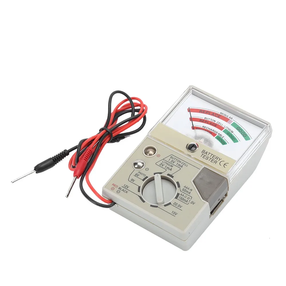 ساعة بلاستيكية بتصميم محمول، جهاز اختبار بطارية، أداة إصلاح ساعة محمولة بيضاء، جهاز قياس الجهد الكهربائي، صانعي الساعات