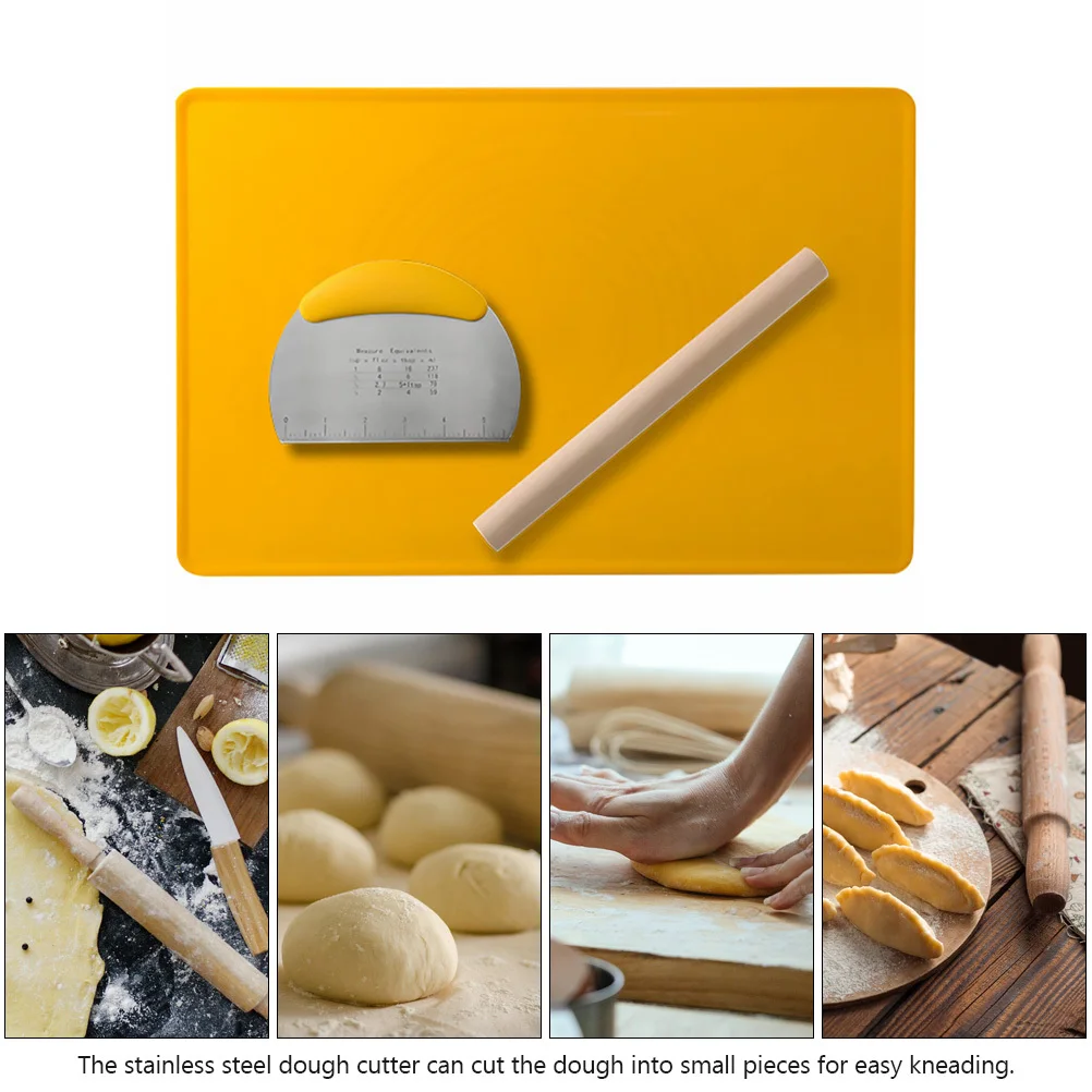 

1 комплект, силиконовый коврик для замешивания, скалка, резак для теста, скребок для теста, инструменты для выпечки, скалка для выпечки, кондитерских изделий, хлеба