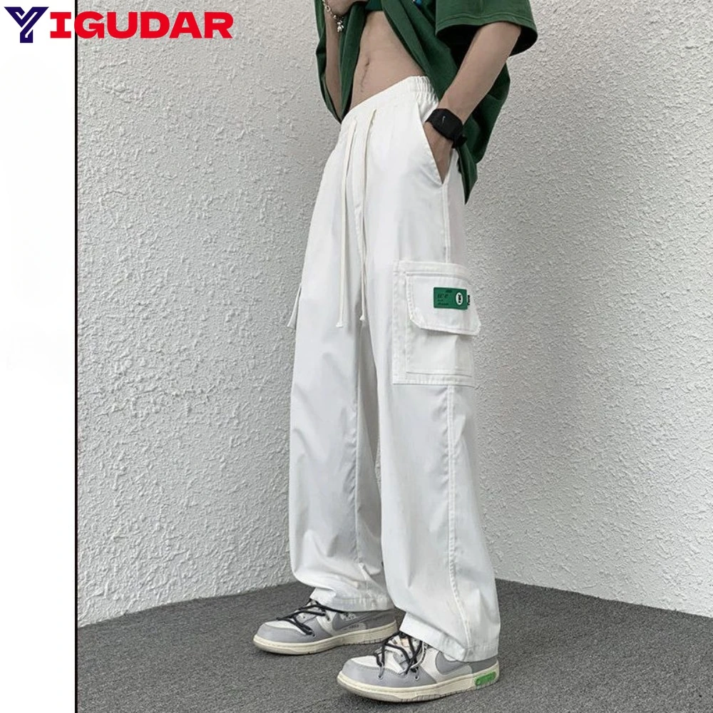 

2023American straight tube workwear pants for men, autumn trendy high street logging wide leg pants, ruffled and handsome, loose