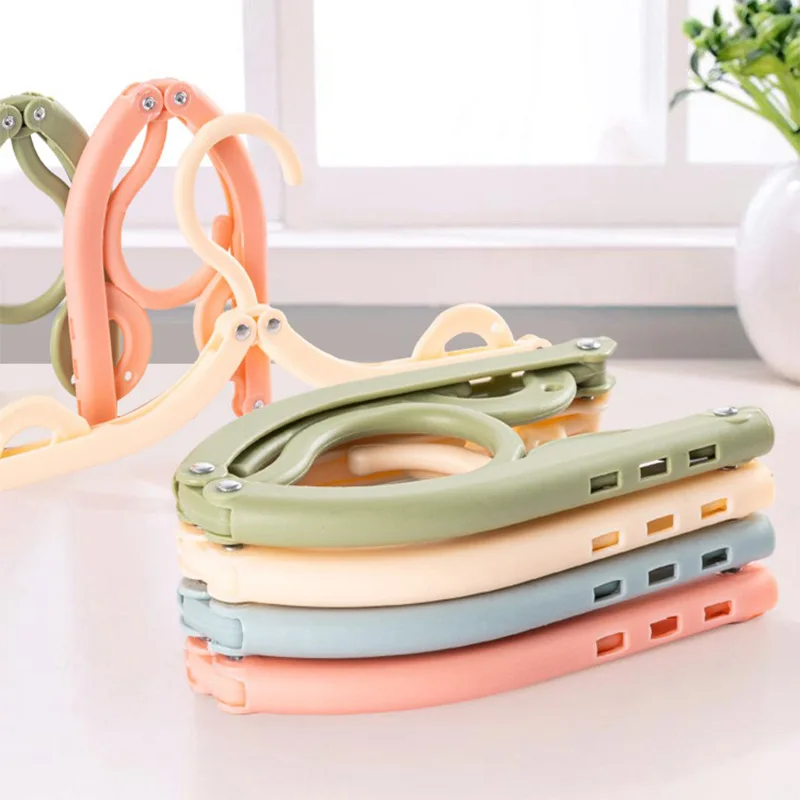 

6pcs Foldable Clothes Hanger Wardrobe Storage Organizer Portable Travel Cloth Rack Foldable Plastic Clothes Hanger Storage Rack