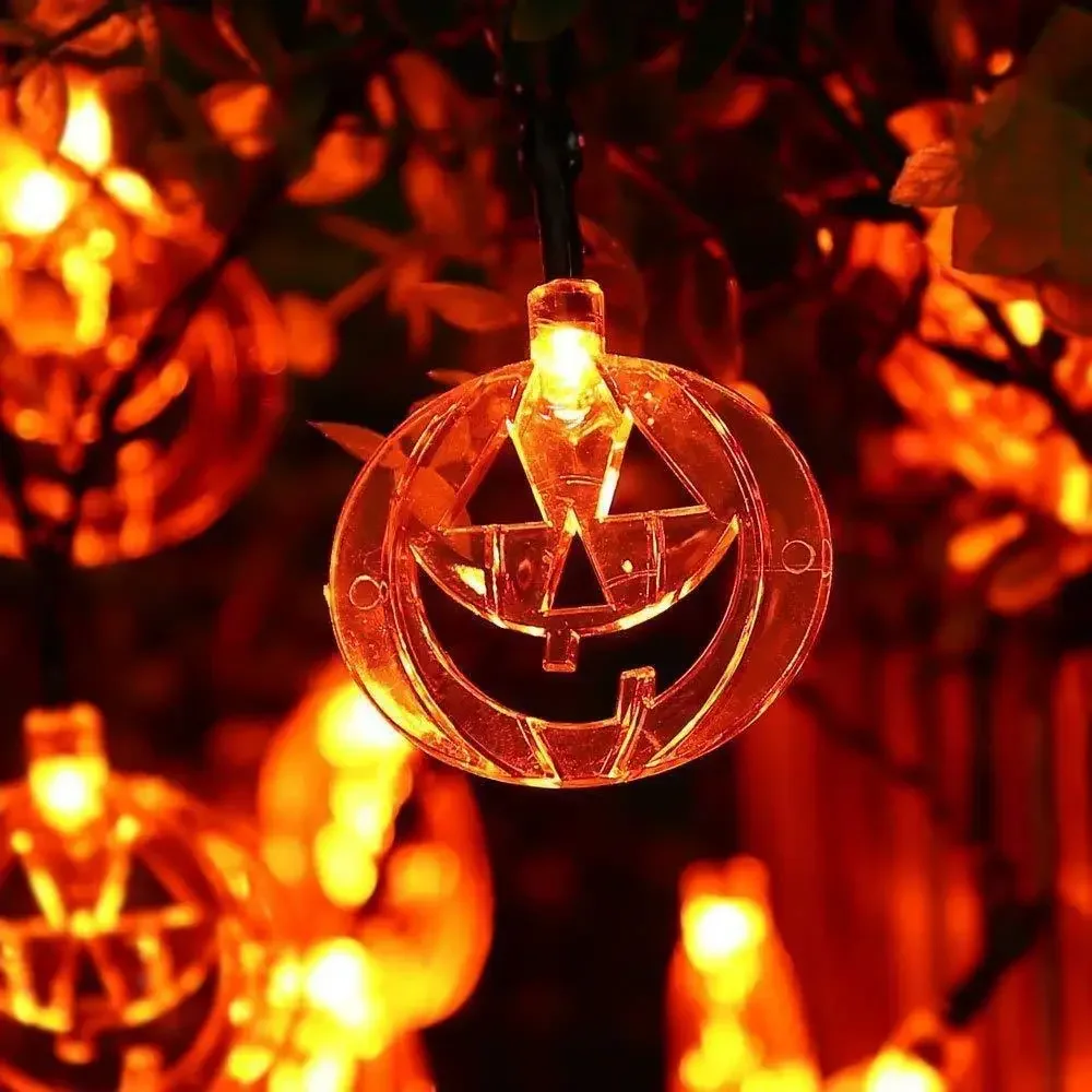 Imagem -03 - Halloween Solar Led Luzes da Corda Portátil Abóbora Cristal Luzes ao ar Livre Casa Bar Festa de Halloween Decoração Suprimentos Lâmpadas 5m 20led