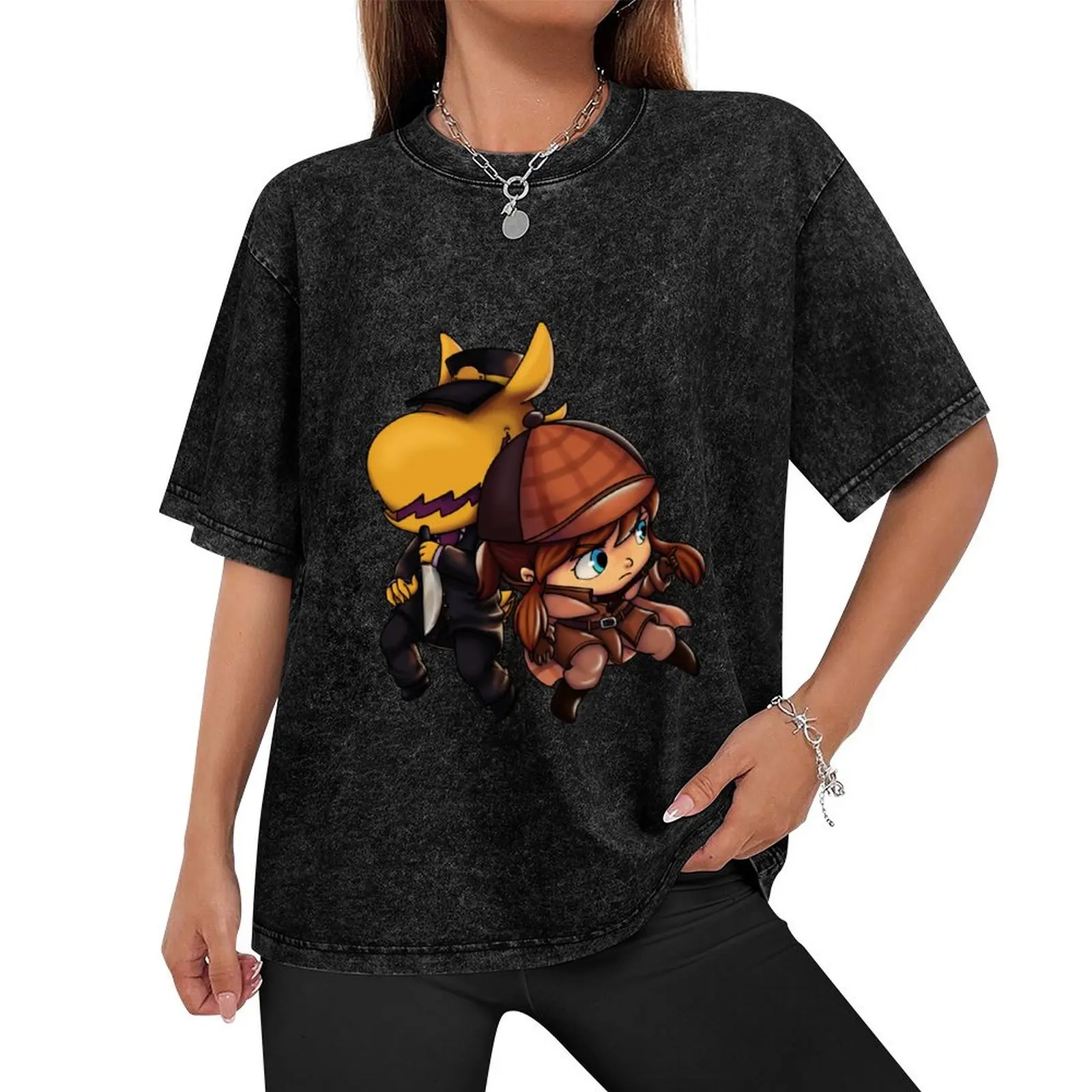 A Hat in Time Hat Kid + Conductor T-Shirt street wear baggy shirts slim fit t shirts for men