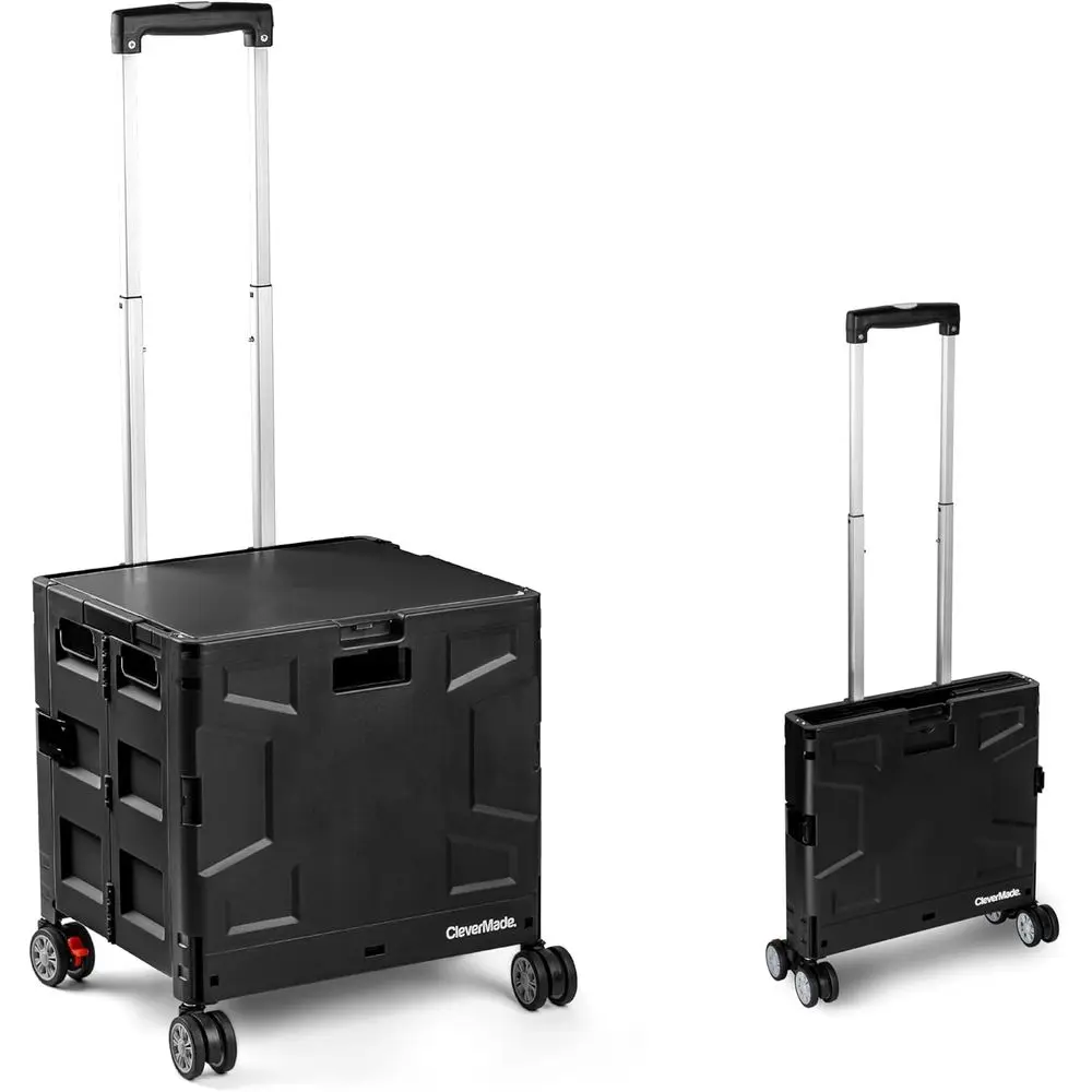 

Folding 55L Wheeled Crate with Double Wheels and Lid, Black