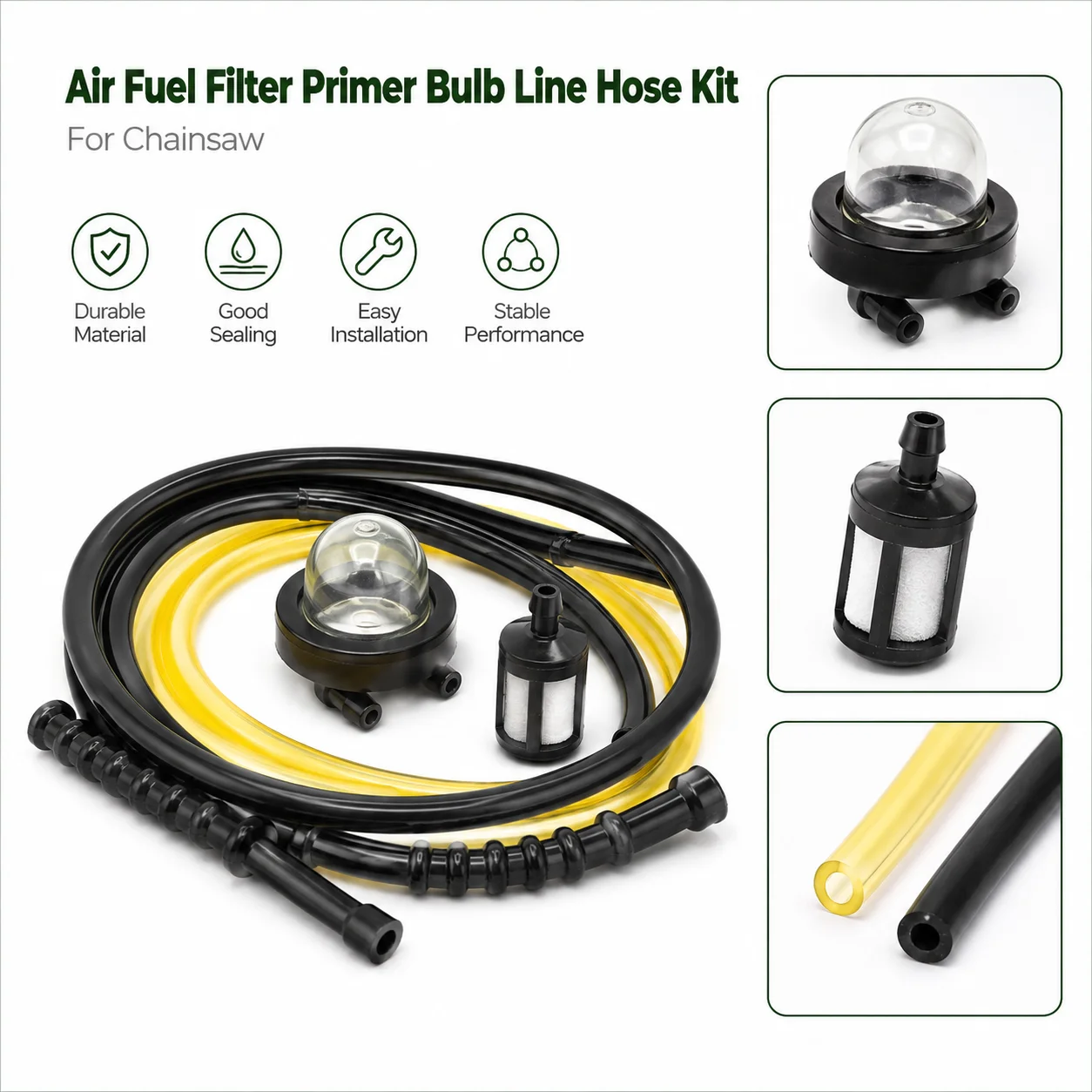 For Poulan Pro PP5020AV Chainsaw Tune Up Kit Air Filter Fuel Filter Spark Plug Fuel Line Primer Bulb Replaces 575296301