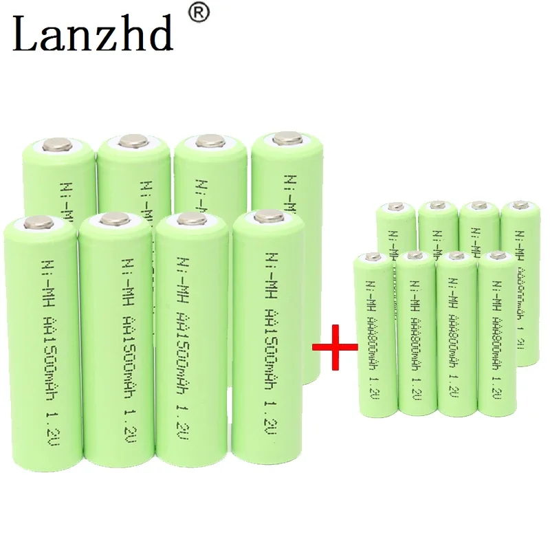 AAA Rechargeable batteries AA battery NiMH Batteries 1.2V 1500mah battery for Remote Control Toy camera (8Pcs AA + 8Pcs AAA)