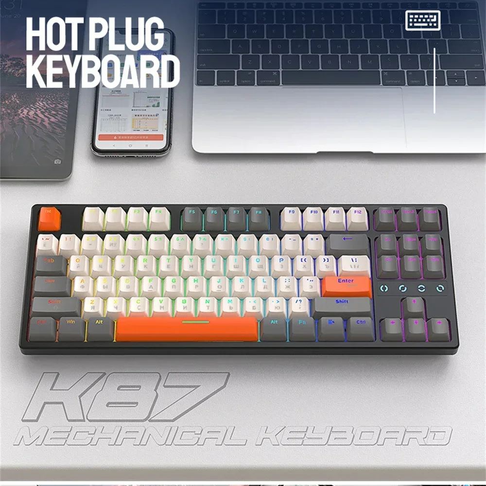 

Durable Russian Keyboard Responsive Mechanical Keyboard Rgb Backlight Hot-swappable Wired Keyboard Ergonomic Typing Experience