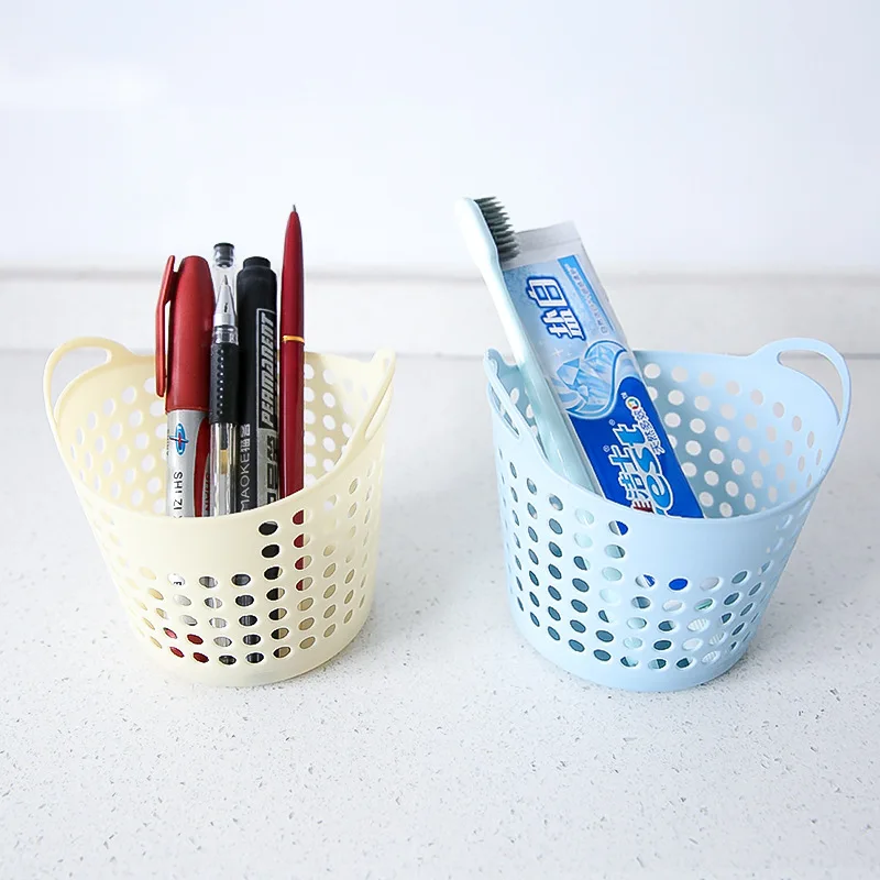 Portable Mini Plastic Stationery Cosmetic Desk Storage Basket Organizer Holder Desktop Office Storage Basket Kitchen Storage