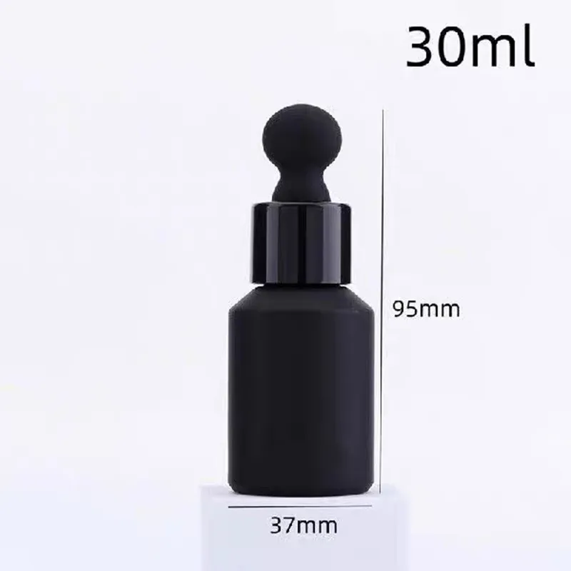 30Pcs Empty 30ml Oblique Shoulder Matte Black Glass Bottle With Dropper Essential Oil Bottle 1oz Perfume Bottle