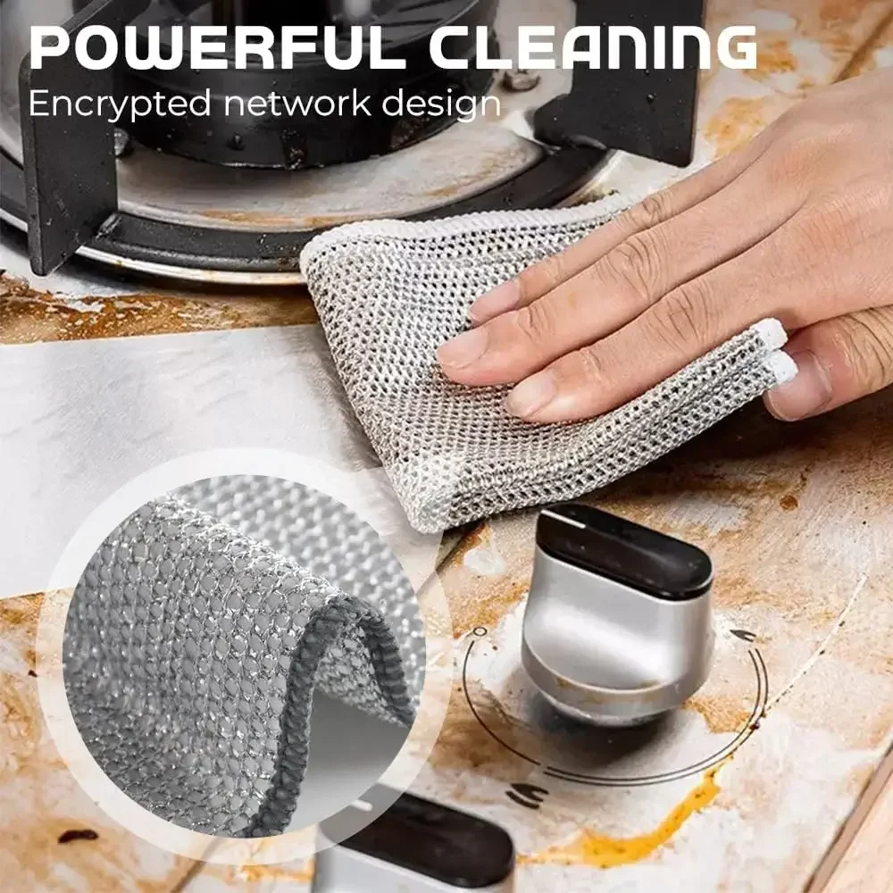 Metal Wire Dishcloth Thickened Double-sided Steel Wire Rags Towel Non-Scratch Kitchen Pot Washing Dish Cloths Cleaning Tools