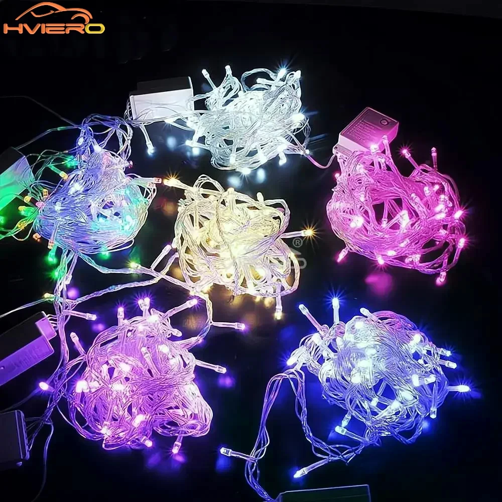 Tira de Luz de Natal com 100LED Cordas, Flash, Feriado, Decoração, Festa, Atmosfera de Casamento, Jardim, Confissão, Iluminação de Teto, 10m