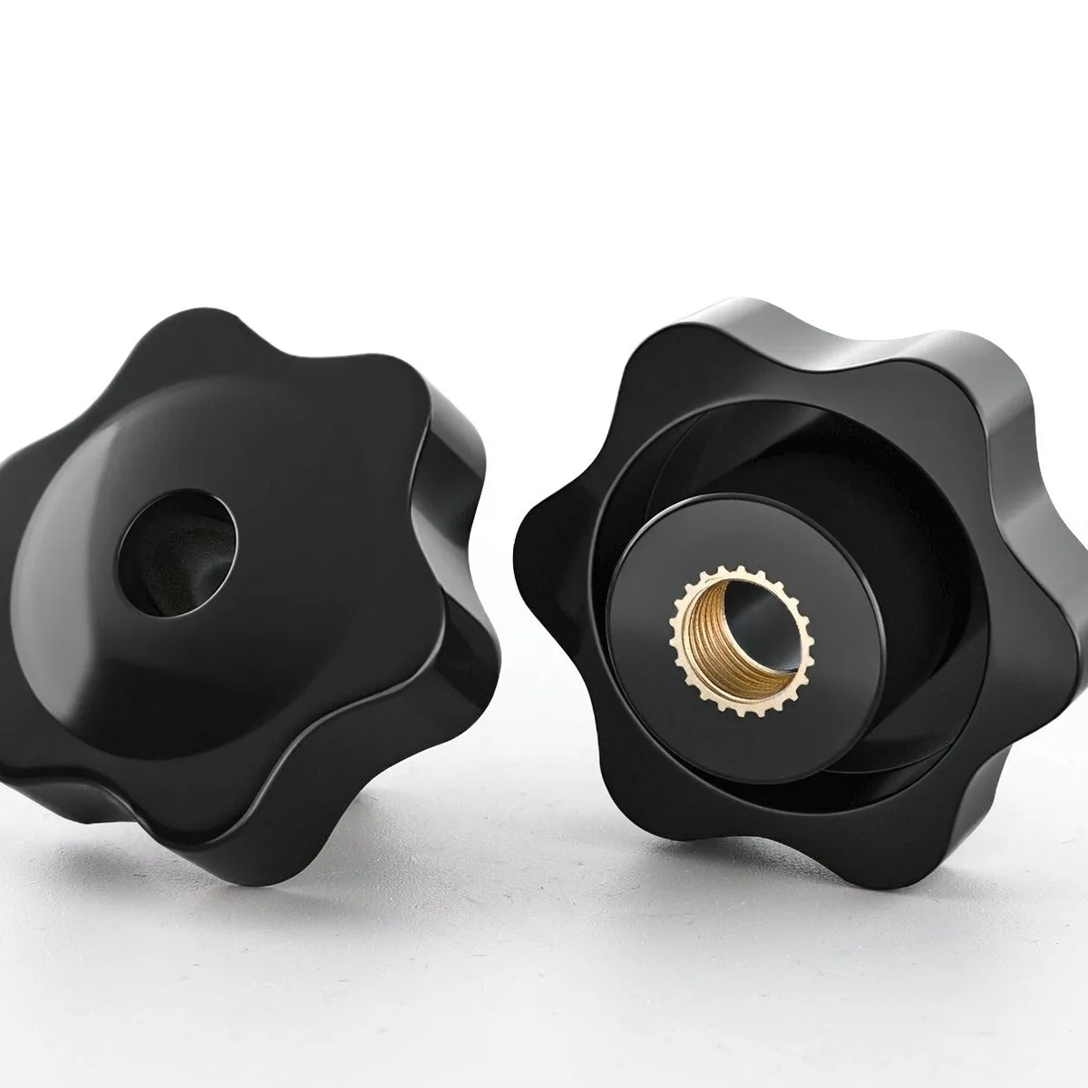Black Bakelite Plum Blossom Hand Knob Nut M4-M16 Star Clamping Handle Nuts Through Hole Blind Hole for Furniture