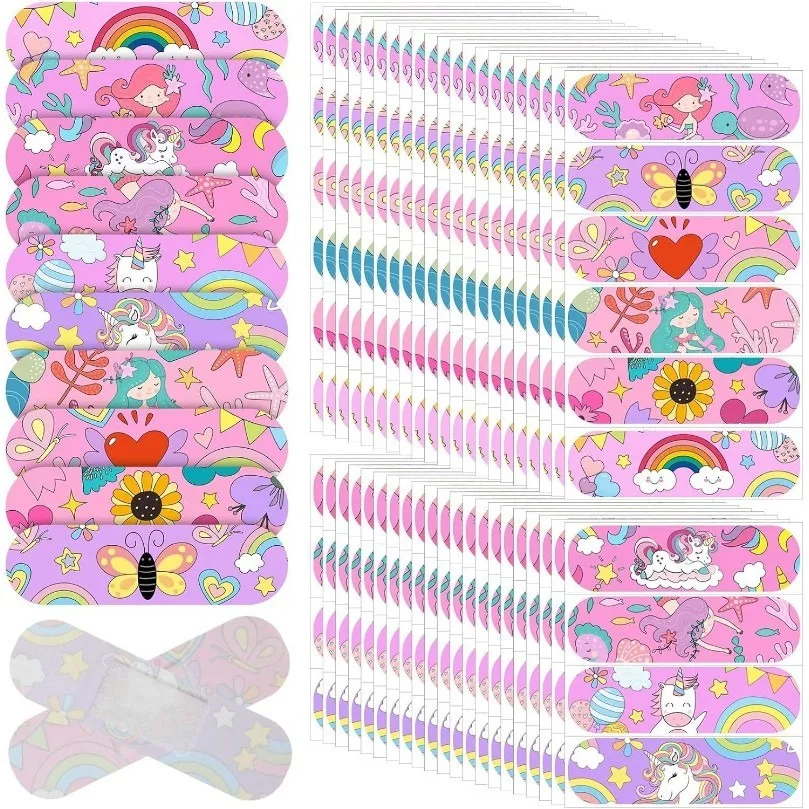 10PCS Aesthetic Starry Sky Color Cartoon Unicorn PE Band Aid Waterproof Breathable Elastic Kid Hemostatic Bandage Dressing Patch