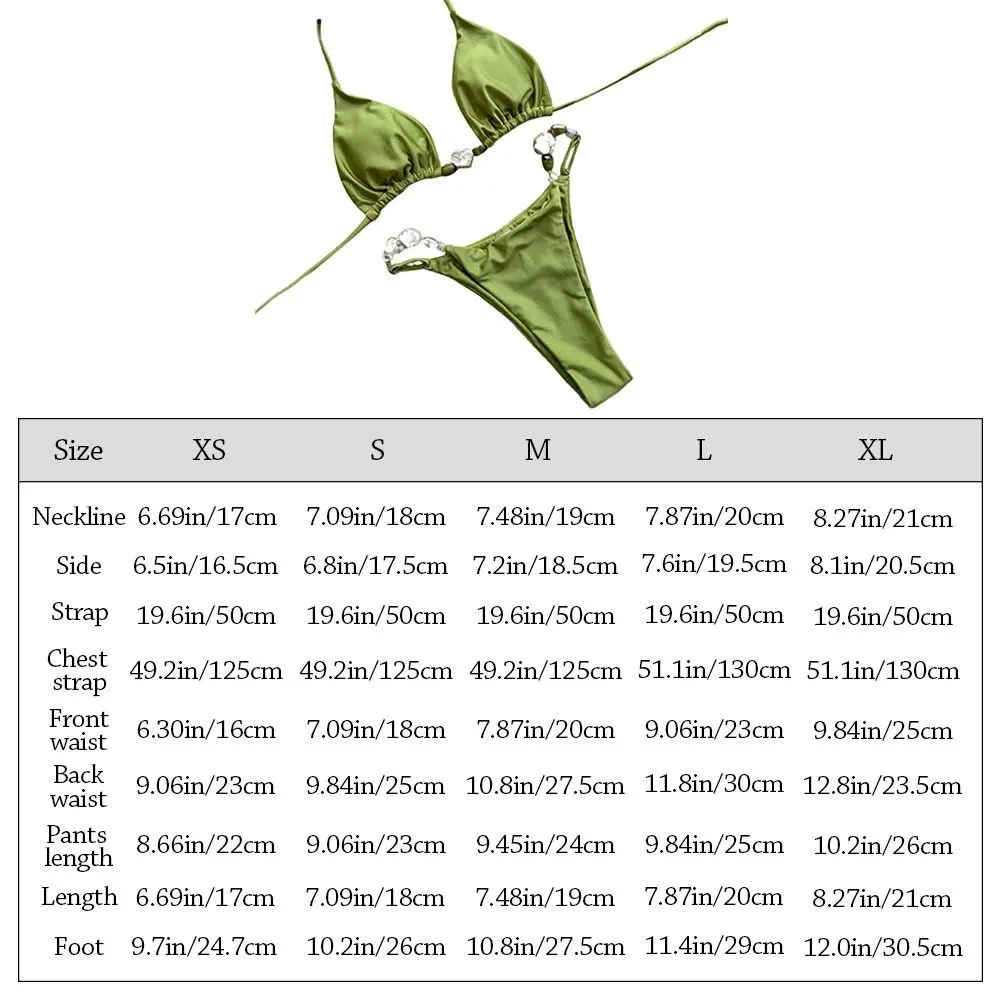 Bikini triángulo halter con cuentas para mujer playa verano - imagen 5