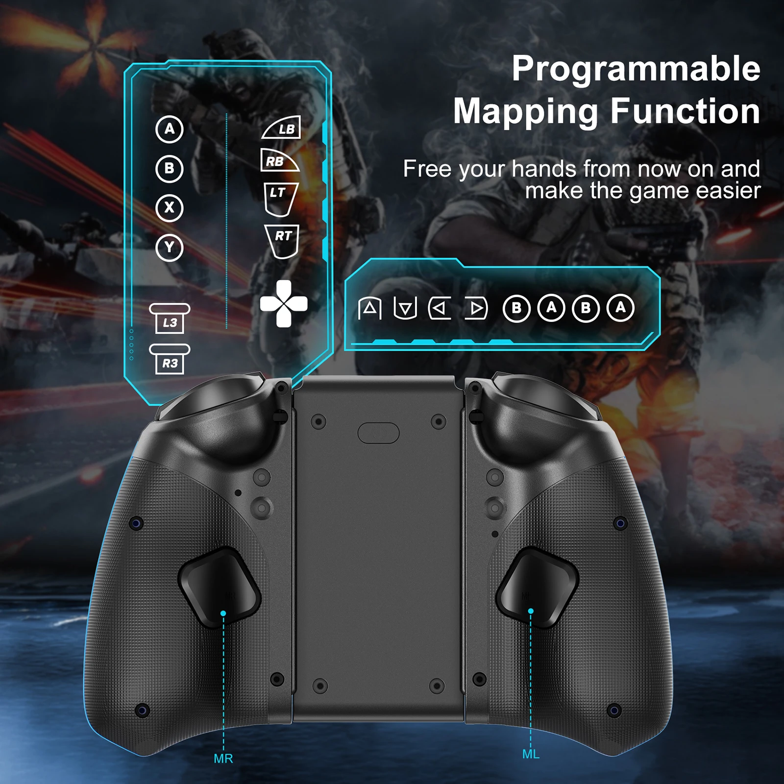 LinYuvo KS33 Wireless Joycons For Nentindo Switch/Lite/Oled/Turbo/Macro Joystick NS Controller With 7 LED Color Black Joypad