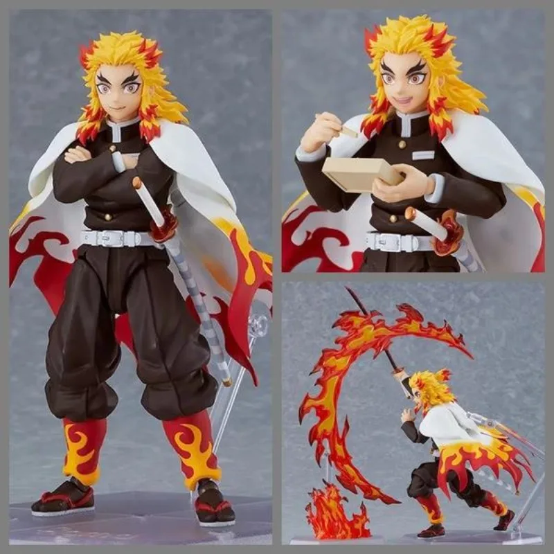 

14cm Demon Slayer: Kimetsu no Yaiba Figma #553 Kyojuro Rengoku Flame Hashira Articulated Joints Model FigurineAnime Collectible