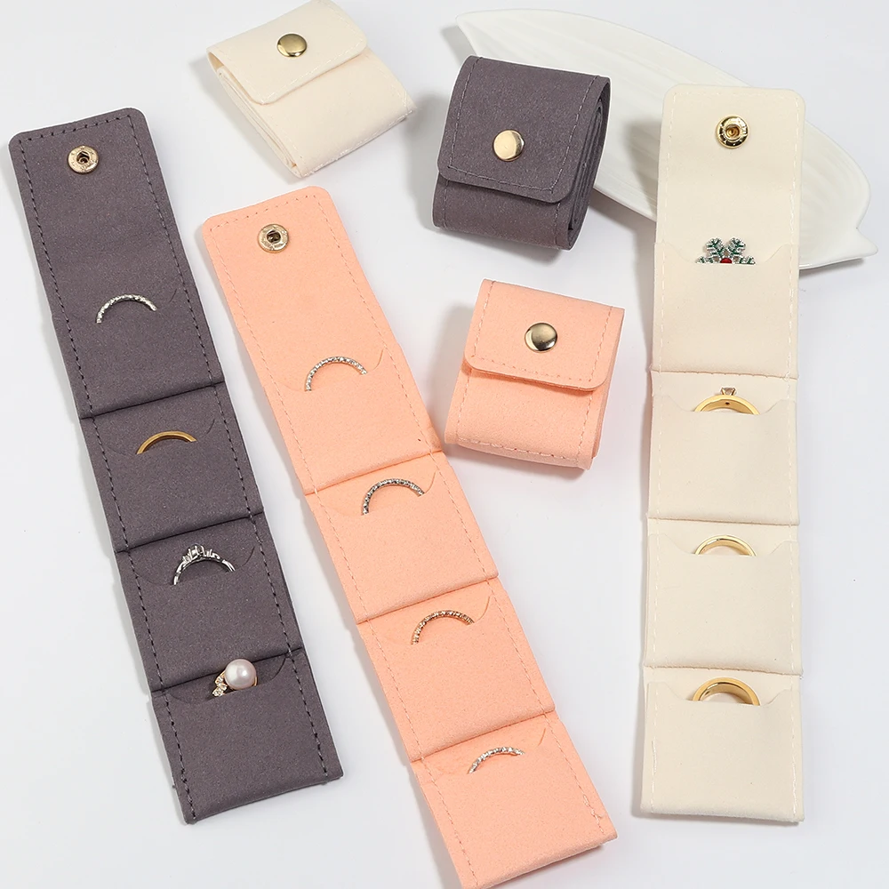 1Pc PU Leather Jewelry Display Bags Portable Foldable Mini Bags Necklace Rings Packaging Storage Case Earrings Organizer Pouches